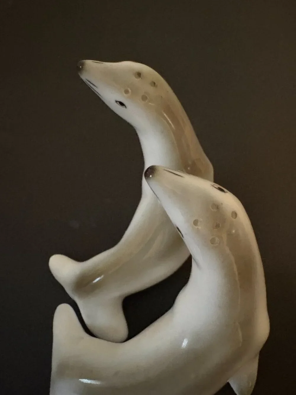 Pair of Seal Salt and Pepper Porcelain Shakers